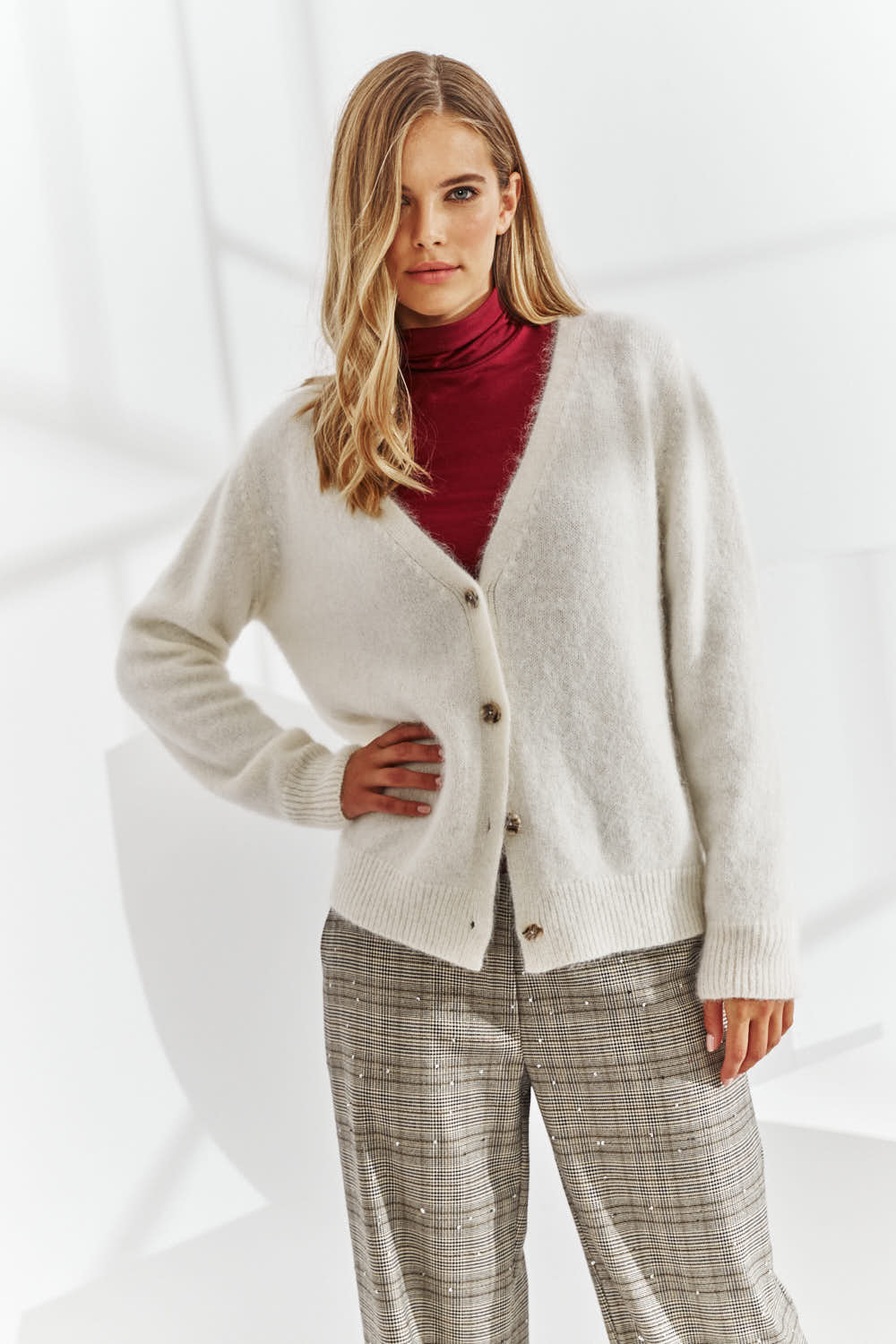 Blanc ecru alpaca cardigan