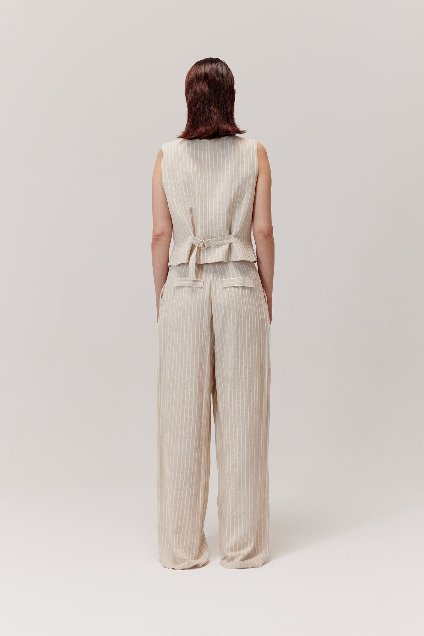 Spodnie z wiskozą i lnem Sigma beż