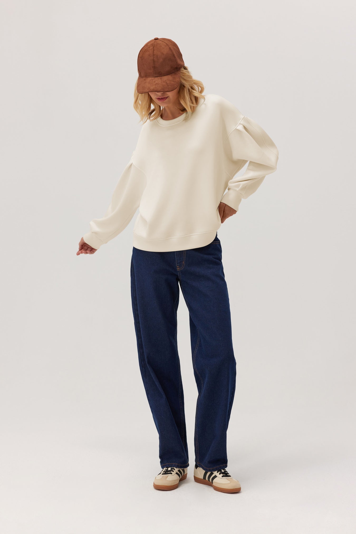 Bluza z piankowej dzianiny Panga ecru