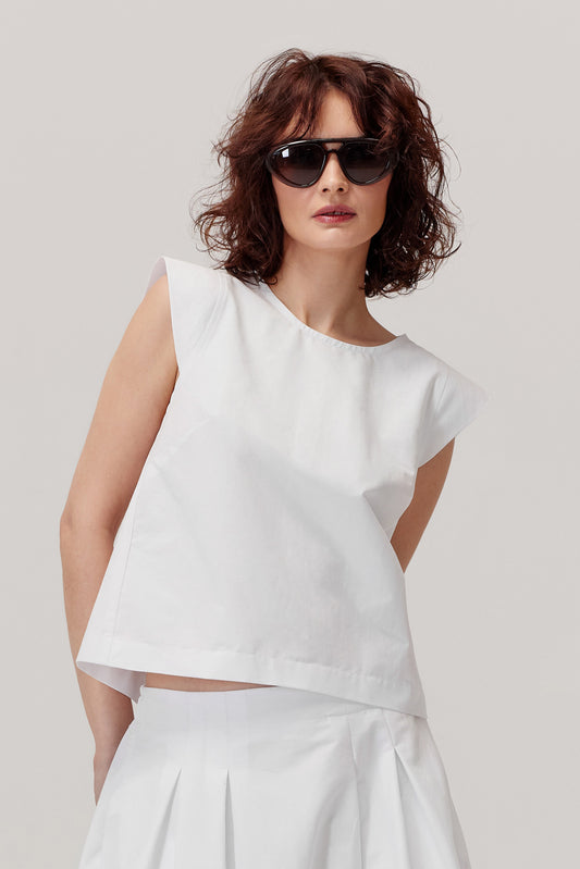 Bluzka typu boxy top Blister biała
