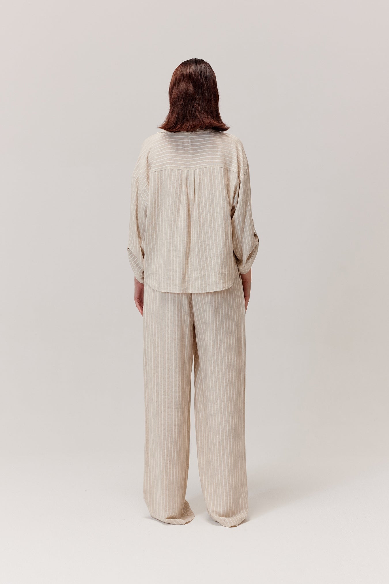 Spodnie z wiskozą i lnem Sigma beż