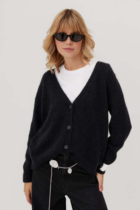 Blanc alpaca cardigan titanium