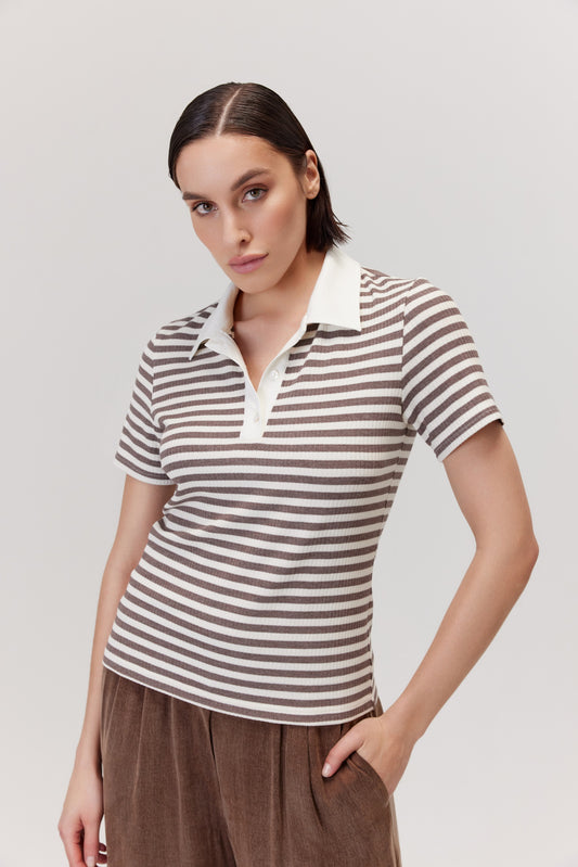 T-shirt polo Nees brązowy