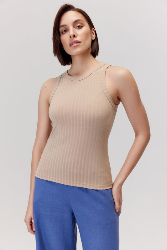 Top typu basic Boxer beżowy