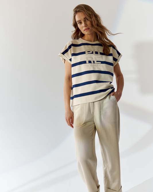 T-Shirt Perd Rayures Ecru