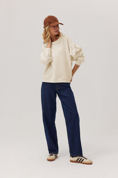 Bluza z piankowej dzianiny Panga ecru