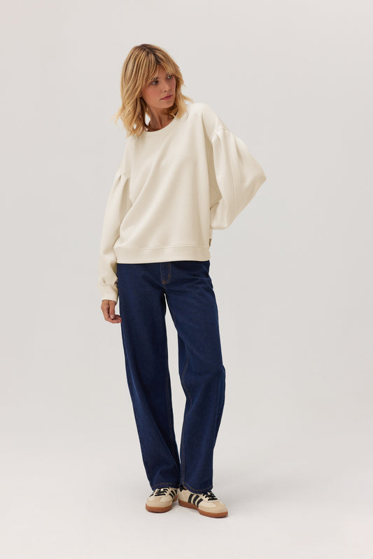 Bluza z piankowej dzianiny Panga ecru