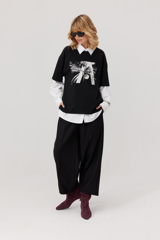 T-shirt z nadrukiem Avar czarny