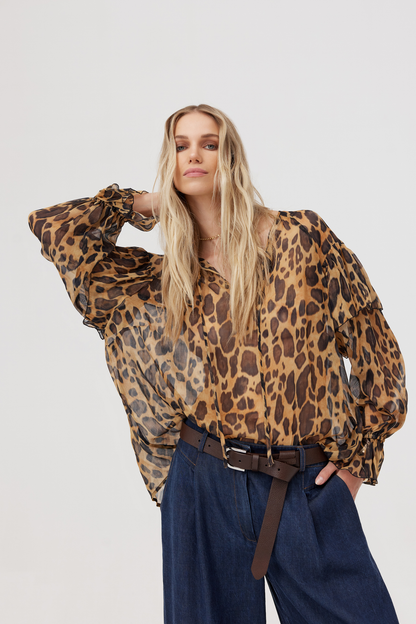 Tavia leopard print viscose blouse