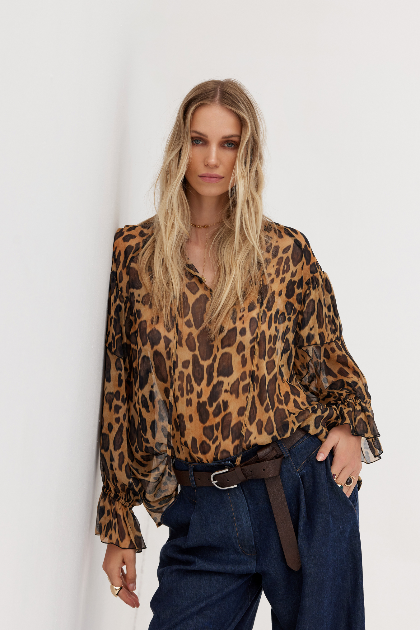 Tavia leopard print viscose blouse