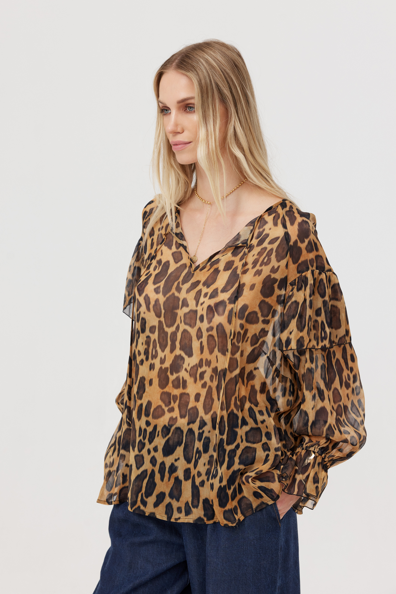 Tavia leopard print viscose blouse