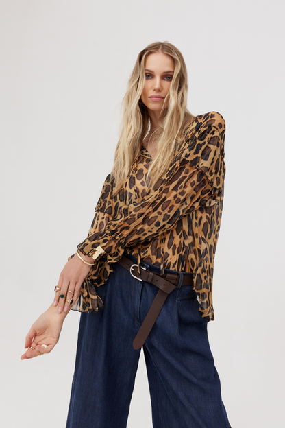 Tavia leopard print viscose blouse