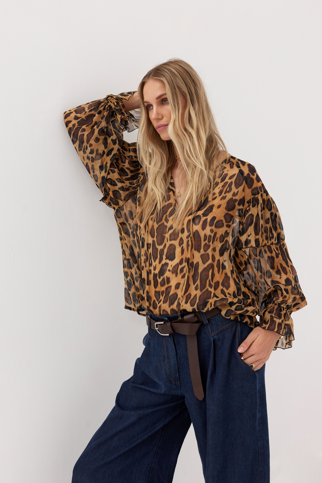 Tavia leopard print viscose blouse