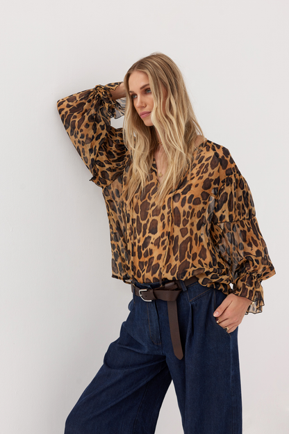 Tavia leopard print viscose blouse