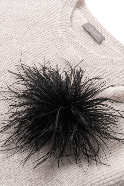 Black Marabou Brooch