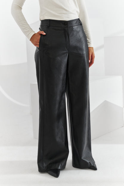 Deri faux leather trousers black