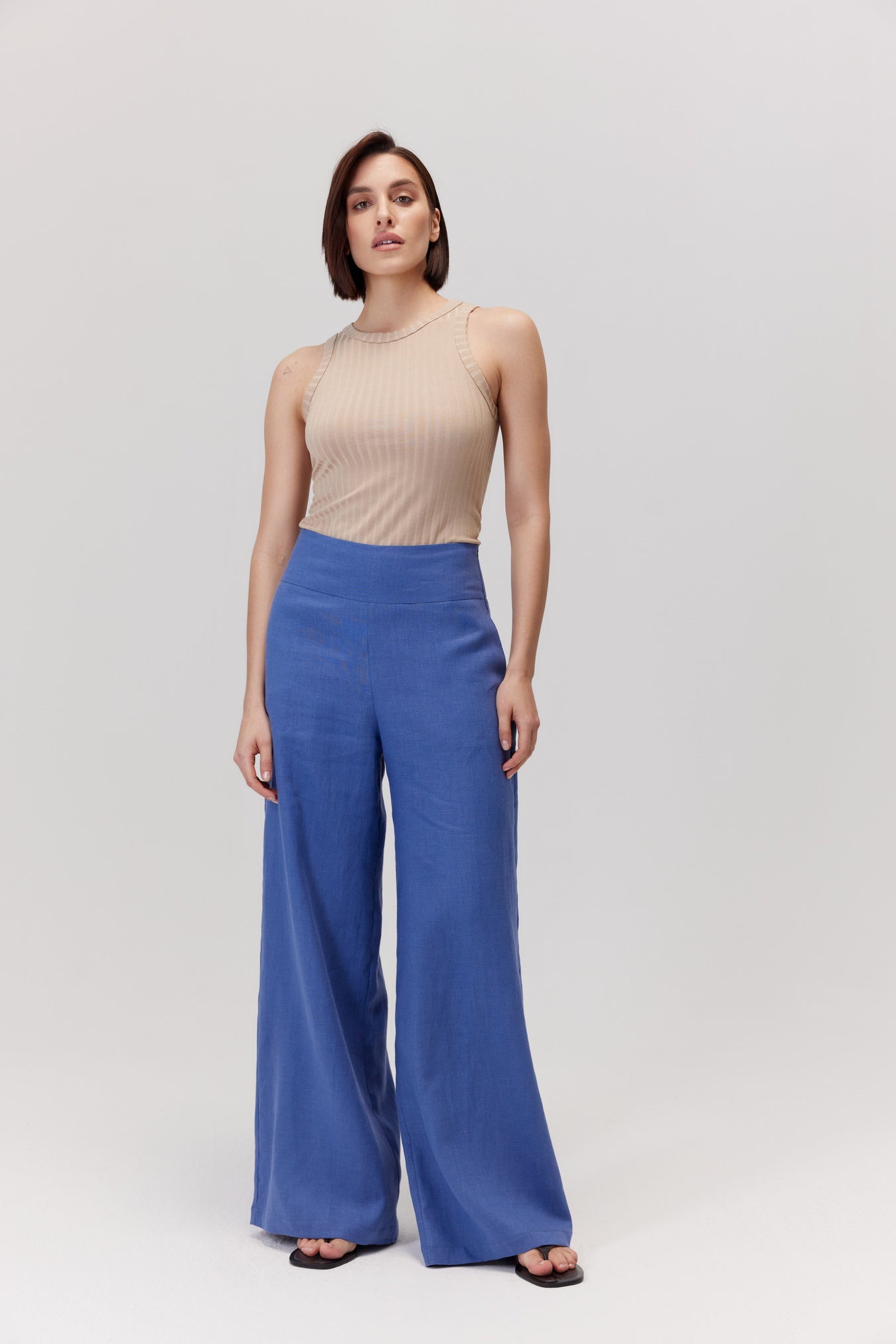 Spodnie lniane Murlo niebieskie – Anataka – Butik online z odzieżą damską
