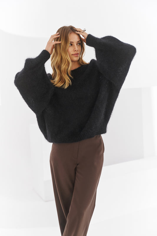 Pull en baby mohair noir Futuro ultra doux