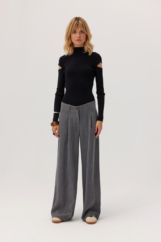 Sweter z wycięciami Manx Czarny