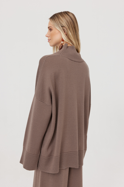 Sweter z wełny merynosa Mero mocca