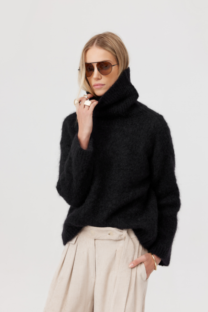 Sweter moherowy Tylor golf czarny