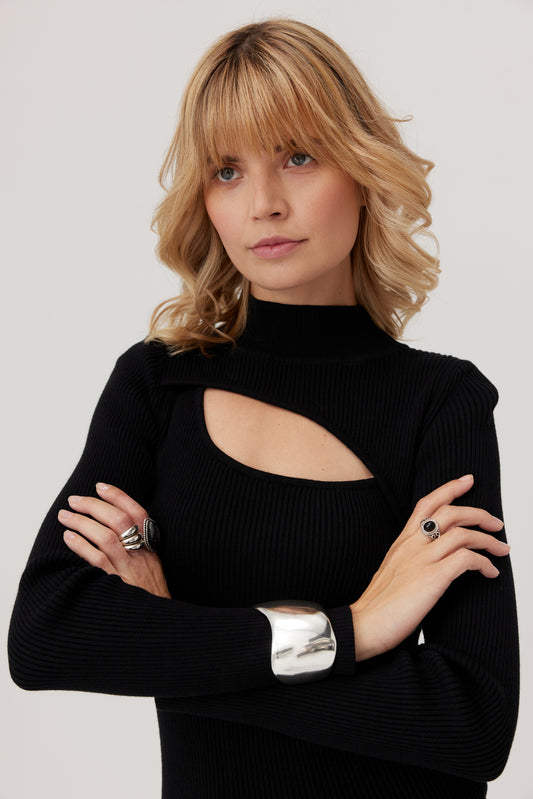 Sweter z wycięciem Optic Czarny